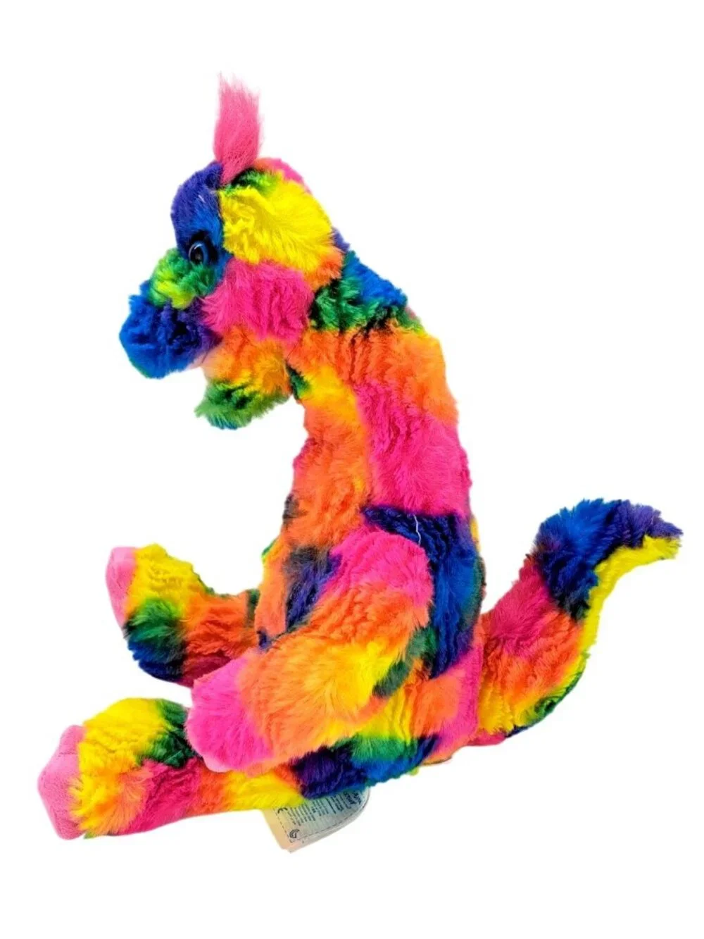 Build-A-Bear Rainbow Tie-Dye Plush Dinosaur Sequin Tutu & Halter Dress 21 Inches